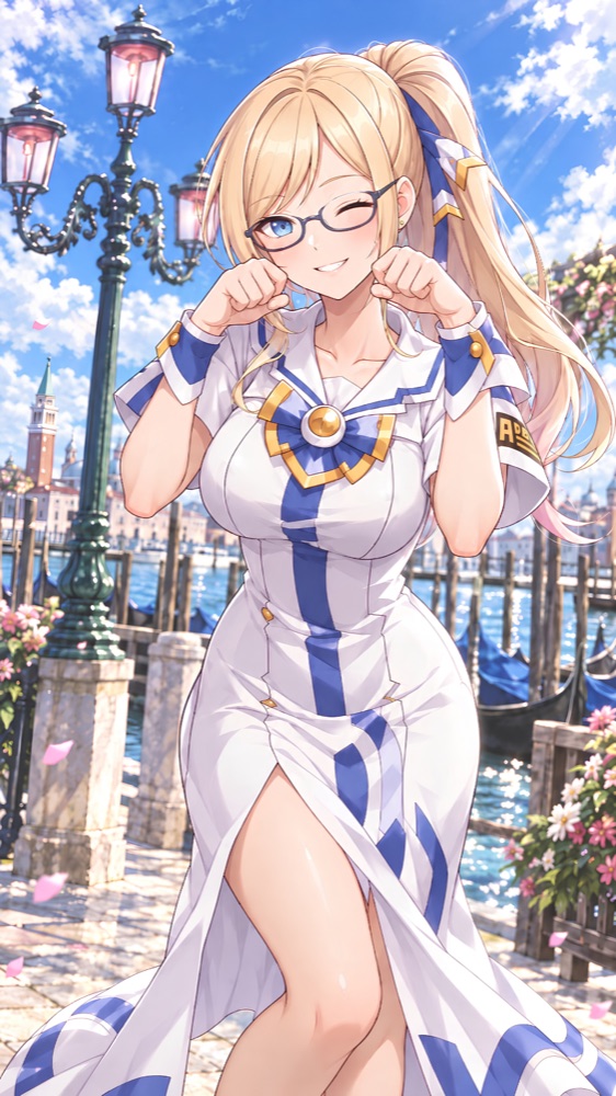 Cecilia ในชุดคอสเพลย์ ARIA ท่ามกลางแสงแดดและสายน้ำของนีโอเวเนเซีย